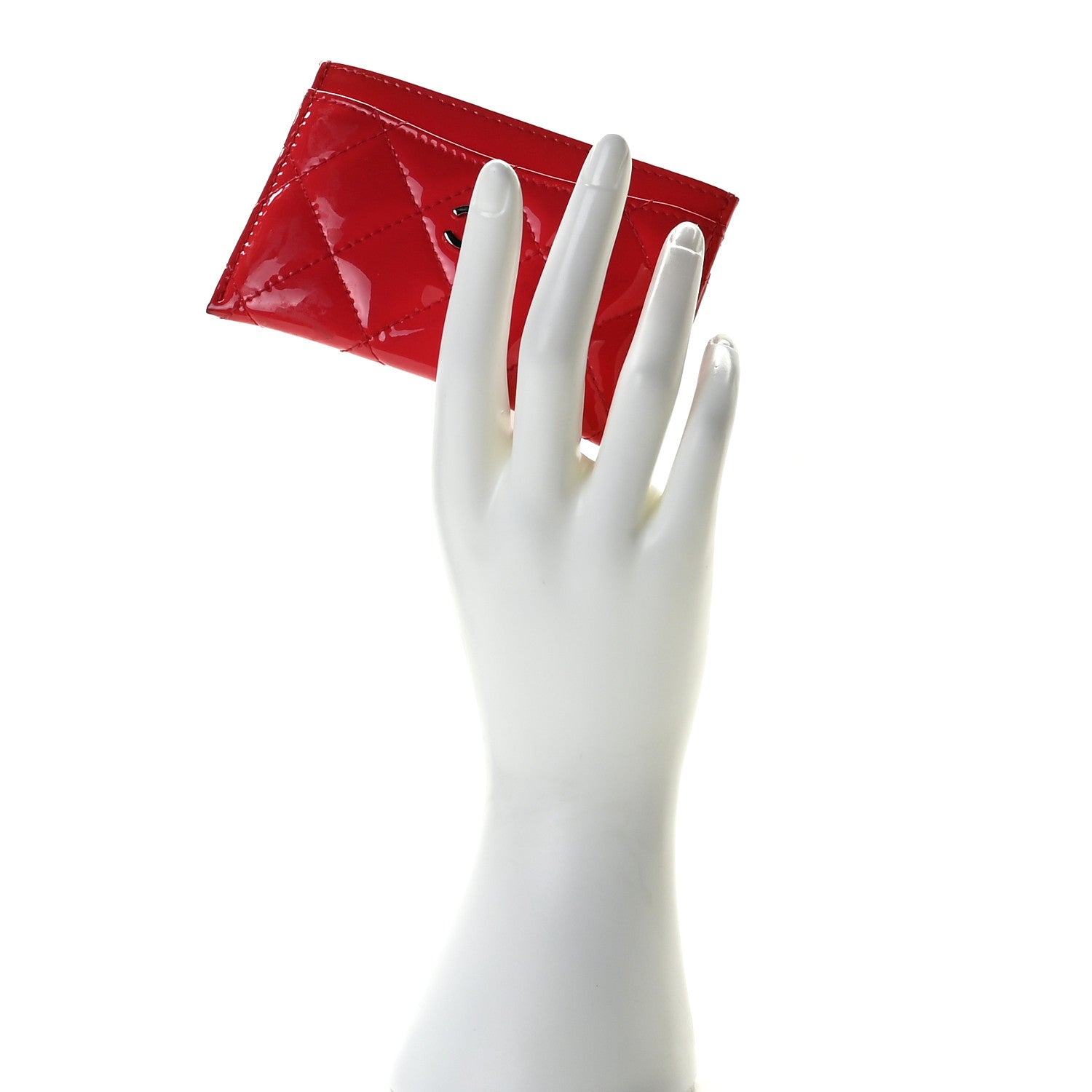 Chanel Patent Quilted Card Holder Red 2 of 8