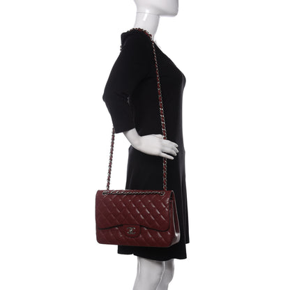 Chanel Caviar Quilted Jumbo Double Flap Dark Red 2 of 15