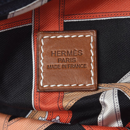 Hermes Silk Barenia Cavalcadour Airsilk Backpack Black Bleu Marine Fauve 6 of 9