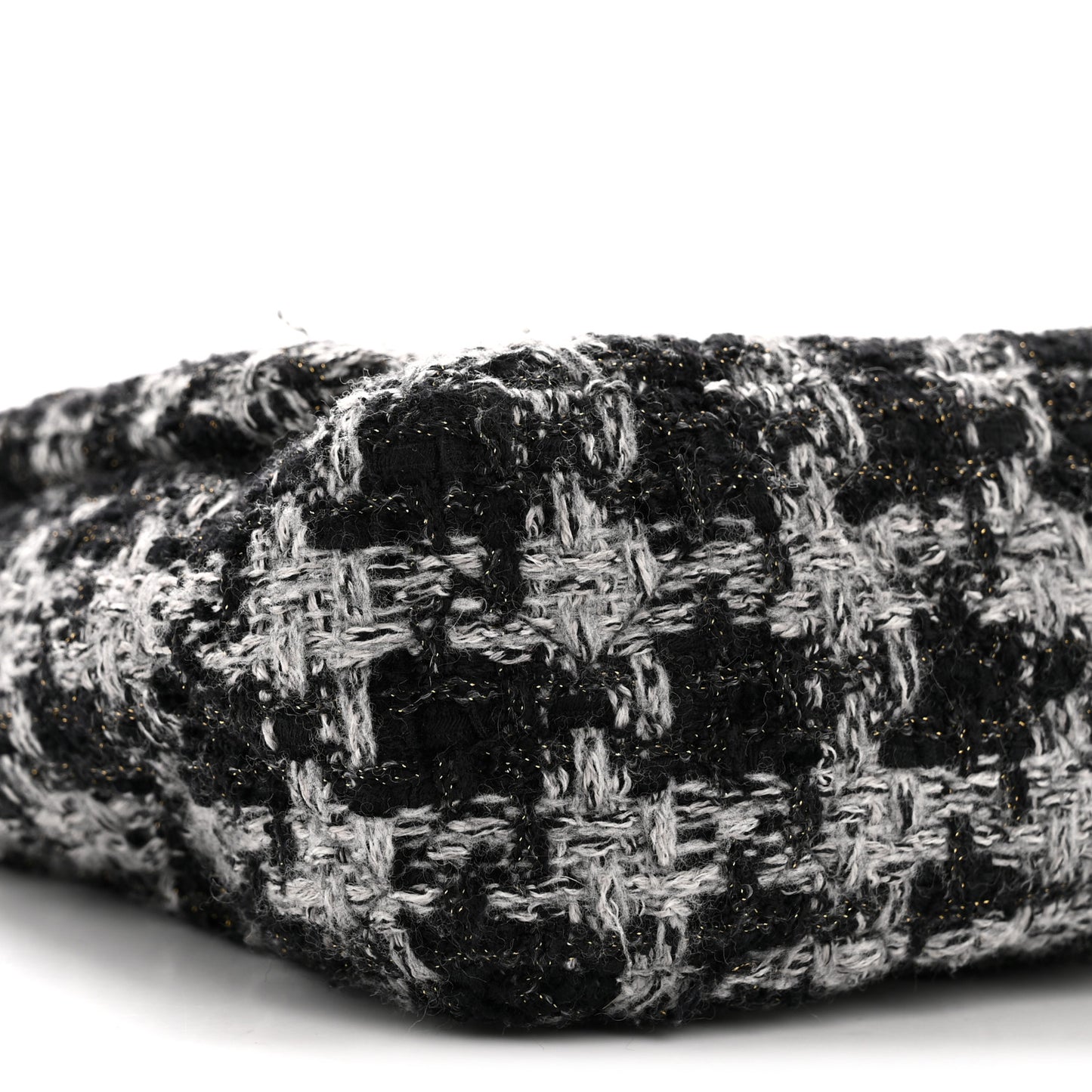 Wool Tweed Quilted Small Elegant Chain Flap Black Grey