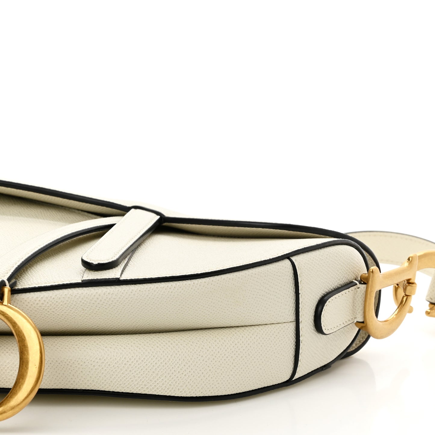 Grained Calfskin Saddle Bag White