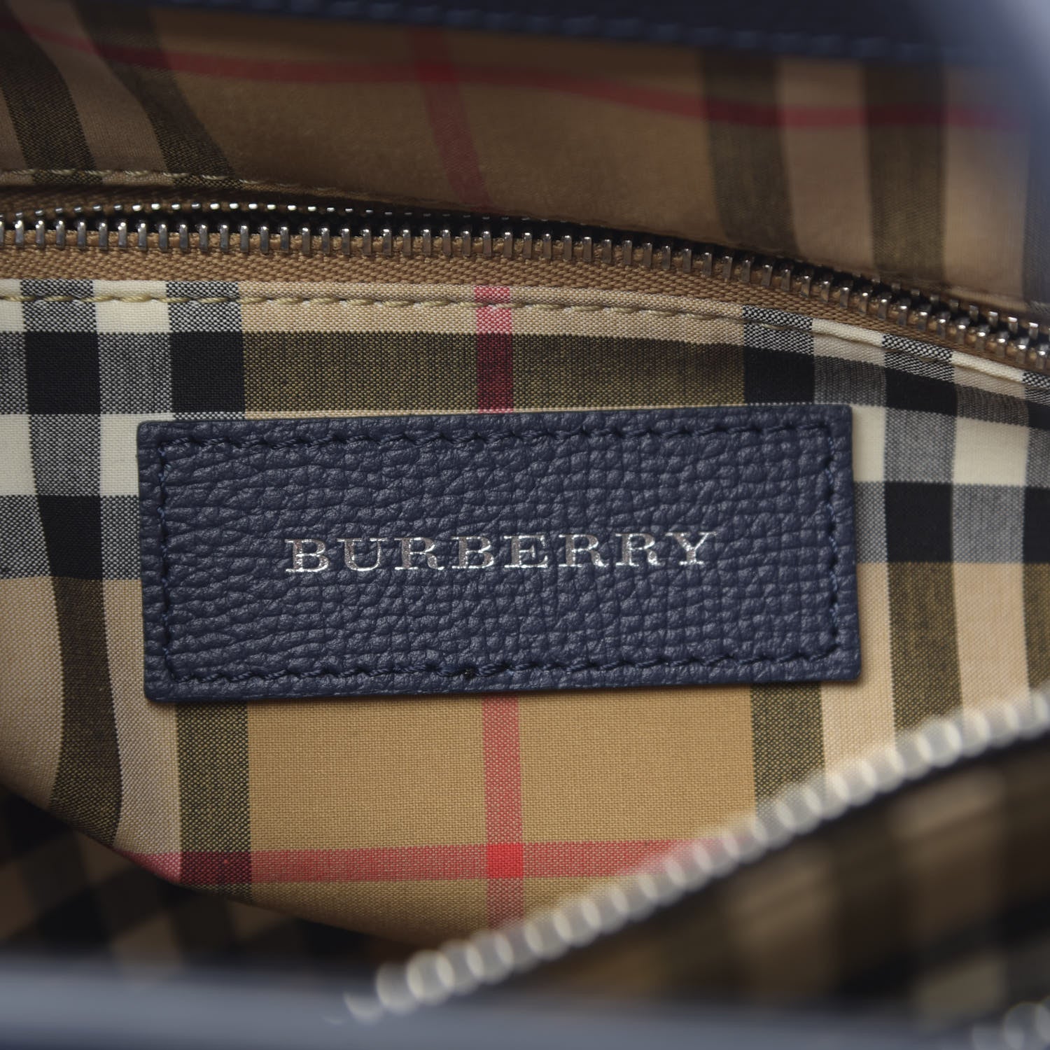 Burberry Derby Calfskin Vintage Check Medium Banner Tote Regency Blue 7 of 12