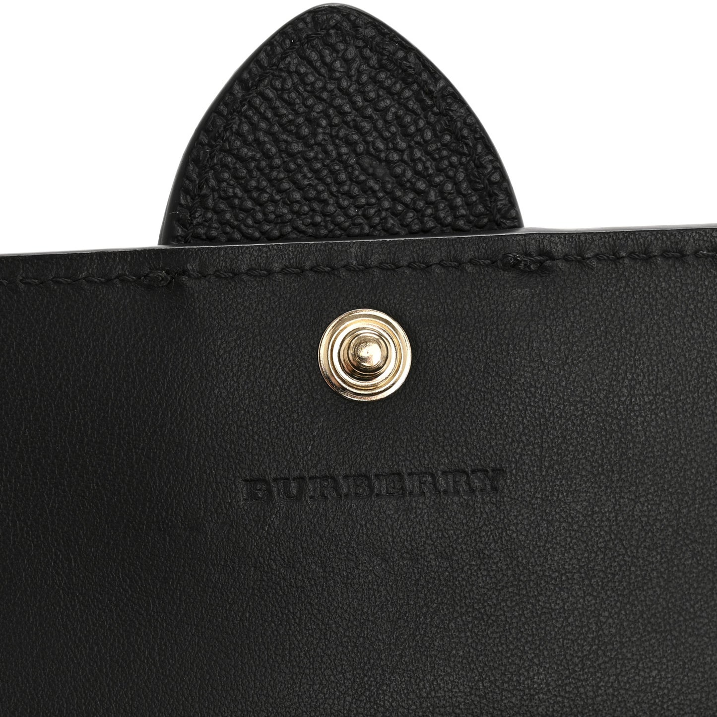 Grainy Calfskin Buckle Detail Flap Wallet Black