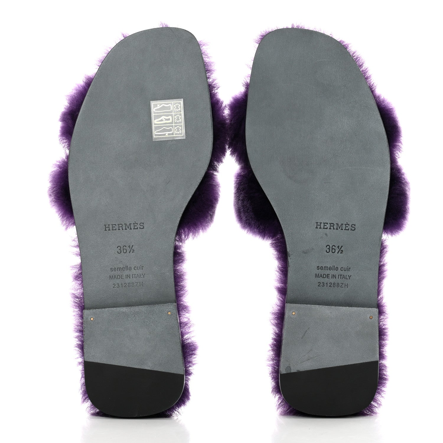 Hermes Woolskin Oran Sandals 36.5 Violet Fonce 5 of 9