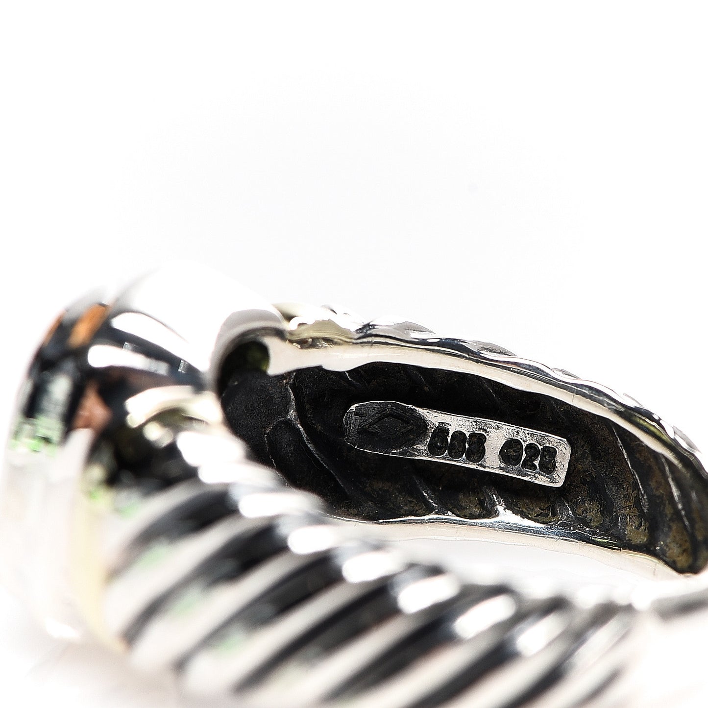 Sterling Silver 14K Yellow Gold Peridot 7mm Noblesse Ring 54 6.75