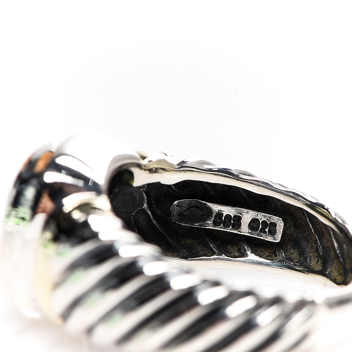 David Yurman Sterling Silver 14K Yellow Gold Peridot 7mm Noblesse Ring 54 6.75 4 of 5