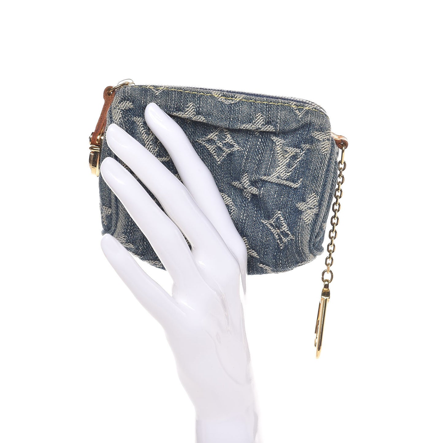 Monogram Denim Pochette Speedy PM Key Holder Blue