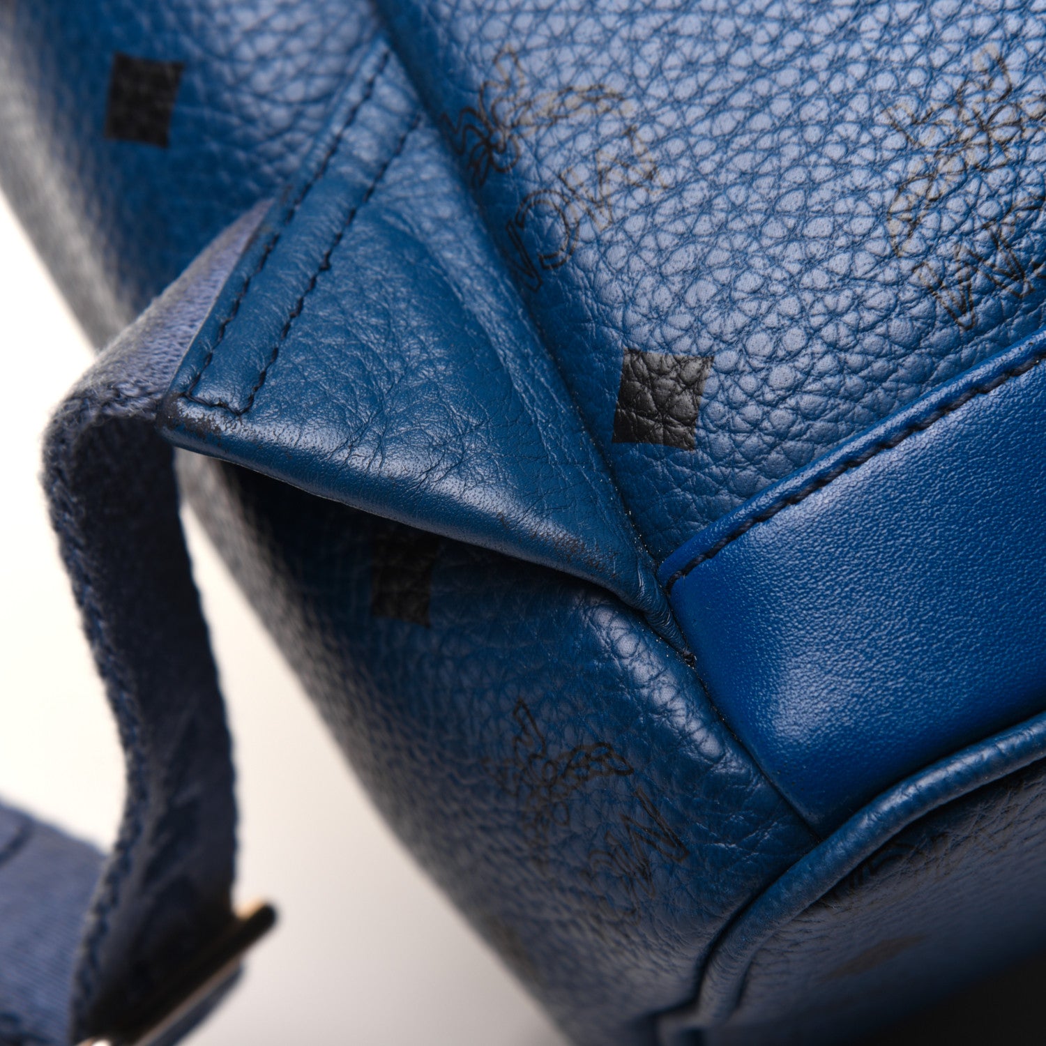 MCM Visetos Studded Small Stark M Backpack Blue 20 of 31