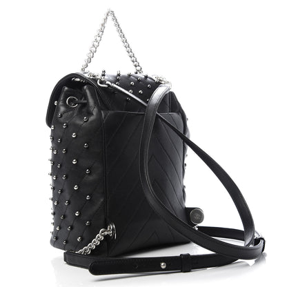 Chanel Lambskin Chevron Quilted Studded Stud Wars Backpack Black 2 of 9