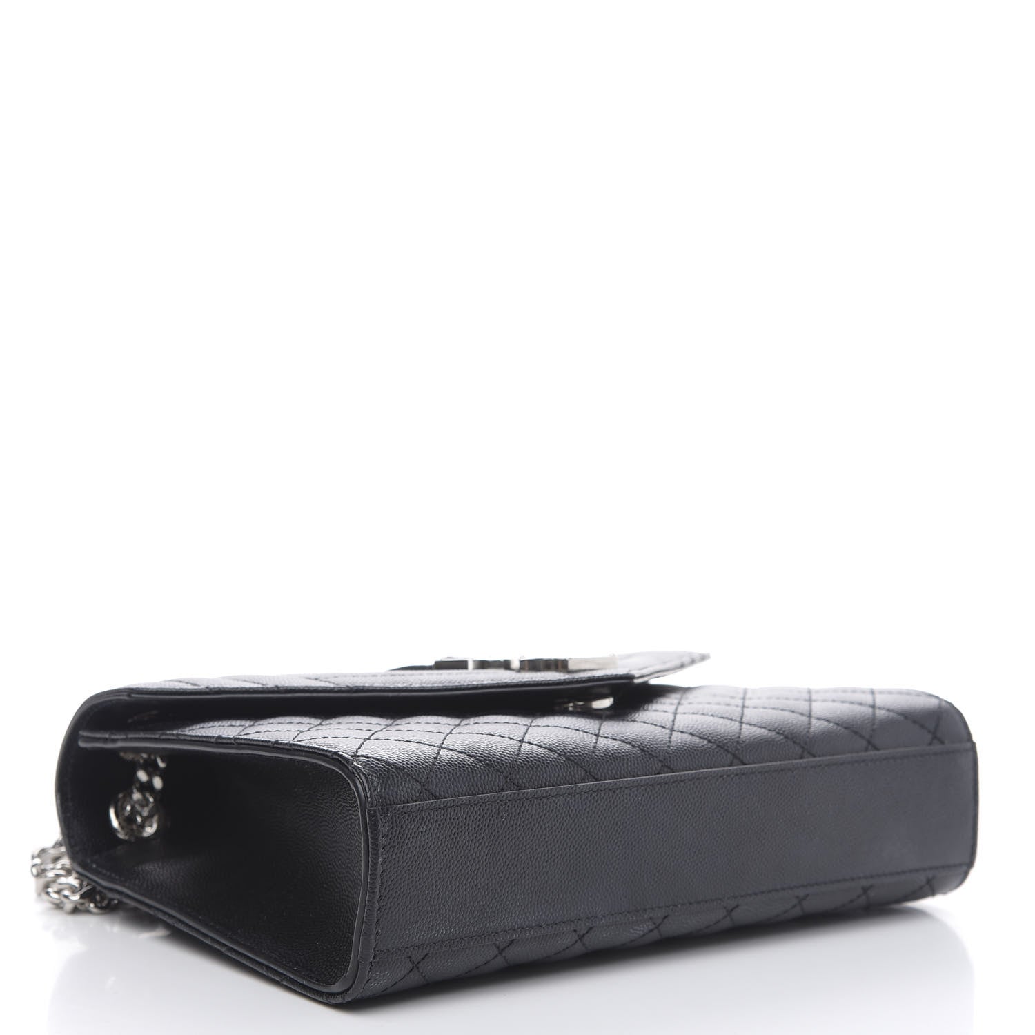 Saint Laurent Grain De Poudre Textured Mixed Matelasse Triquilt Medium Monogram Satchel Black 4 of 13