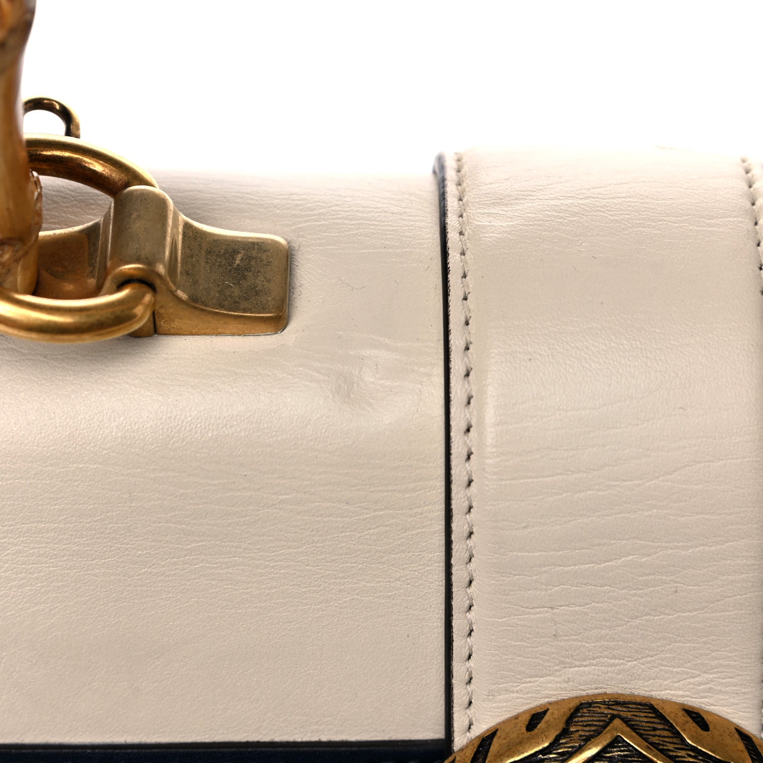 Gucci Calfskin Bamboo Web Mini Dionysus Top Handle Bag White Blue Hibiscus Red 20 of 29