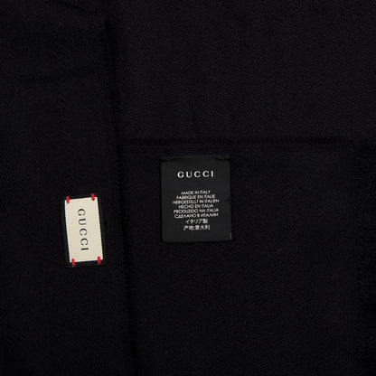 Gucci Wool Silk GG Monogram GGNat Scarf Black 3 of 3