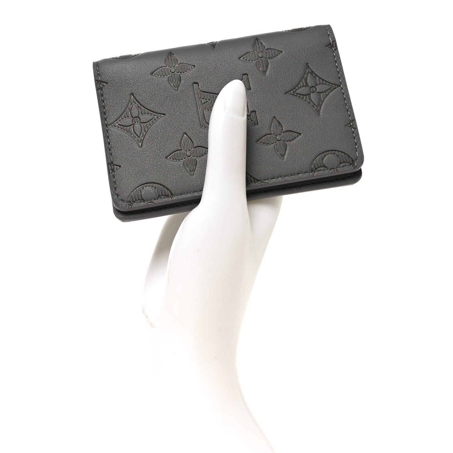 Calfskin Monogram Shadow Pocket Organizer Antarctic Grey
