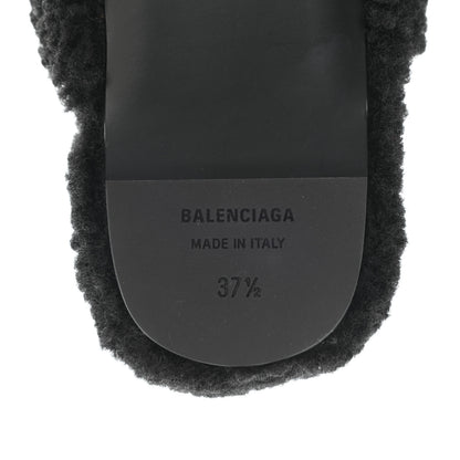 Balenciaga Faux Shearling Cosy BB Mules 37.5 Black 6 of 7