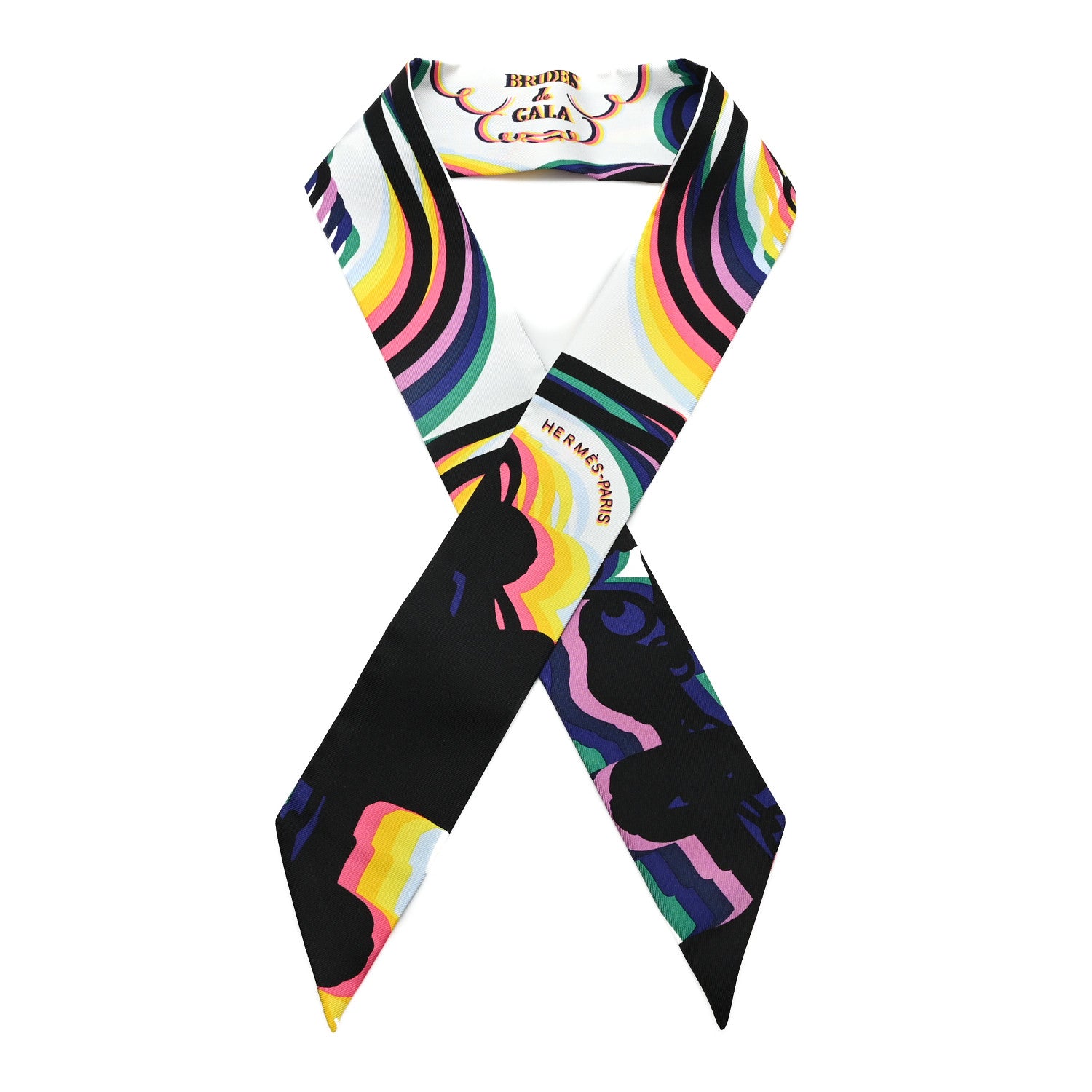 Hermes Silk Brides De Gala Shadow Twilly Black Jaune Multicolor 1 of 3
