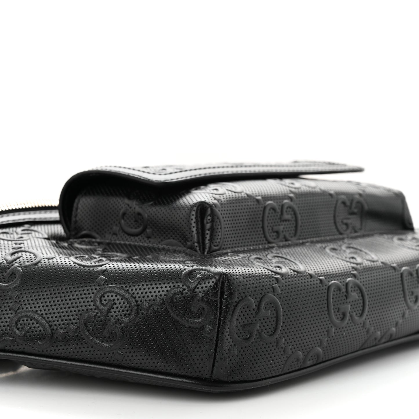 Calfskin GG Tennis Embossed Pocket Belt Bag Black