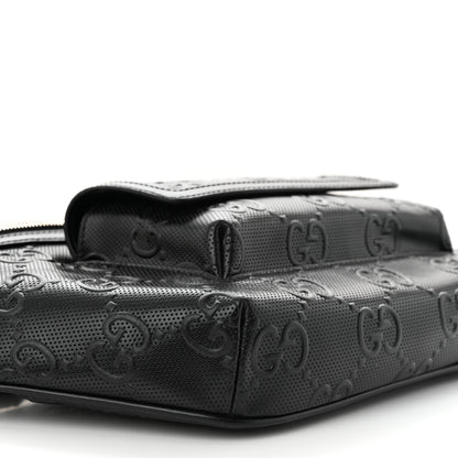 Gucci Calfskin GG Tennis Embossed Pocket Belt Bag Black 9 of 10