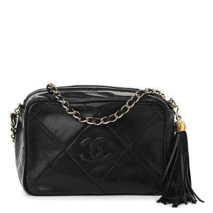 Chanel Lambskin Quilted CC Tassel Camera Case Black 1 of 11