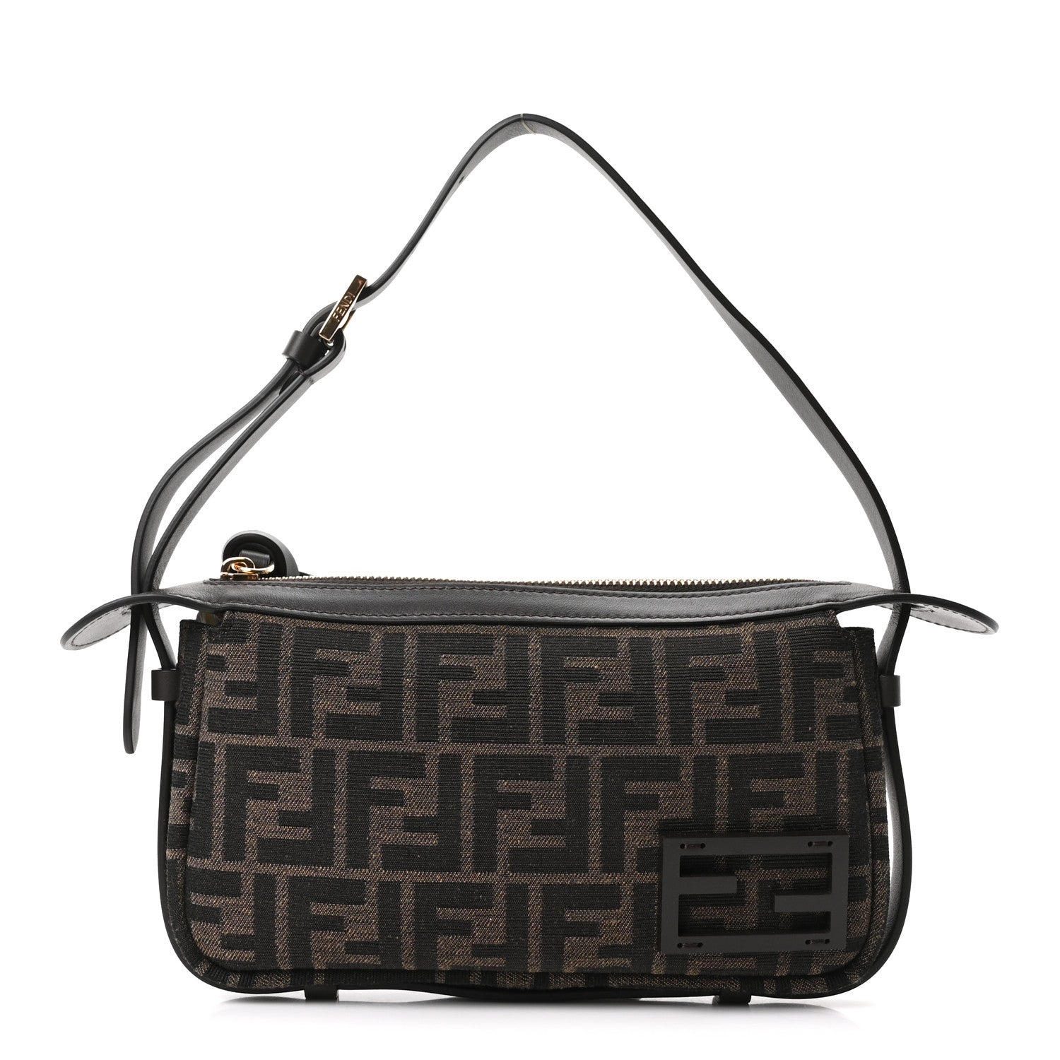 Fendi Fabric Jacquard Vitello Grace FF 1974 Mini Simply Fendi Shoulder Bag Tobacco Moro Ebano 1 of 9