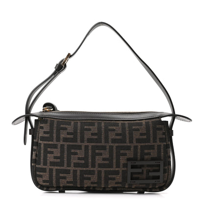 Fendi Fabric Jacquard Vitello Grace FF 1974 Mini Simply Fendi Shoulder Bag Tobacco Moro Ebano 1 of 9