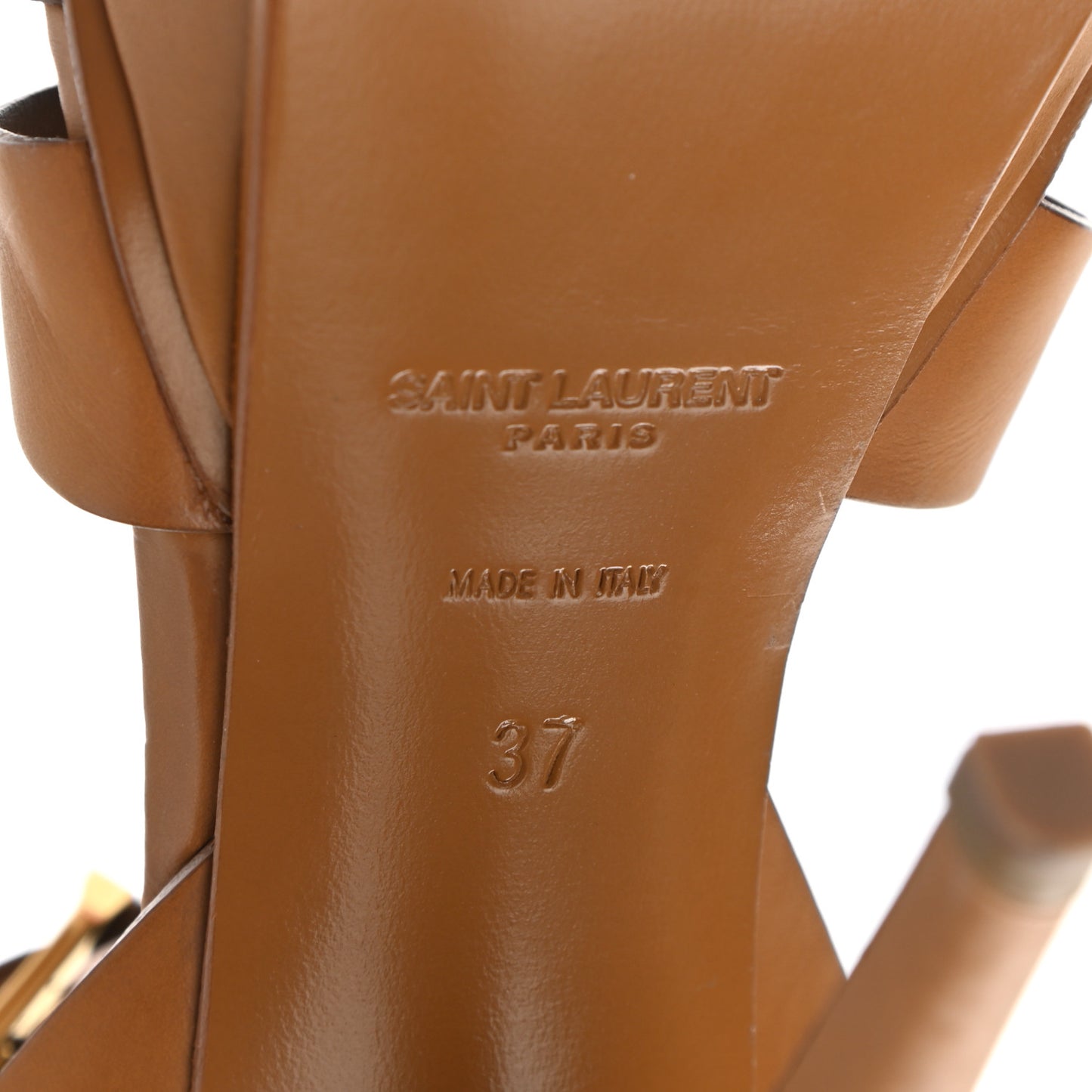 Calfskin Tribute 105 Platform Sandals 37 Cognac