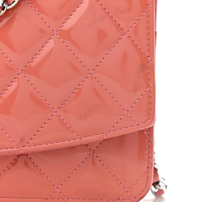 Chanel Patent Quilted Brilliant Wallet On Chain WOC Coral 12 of 15