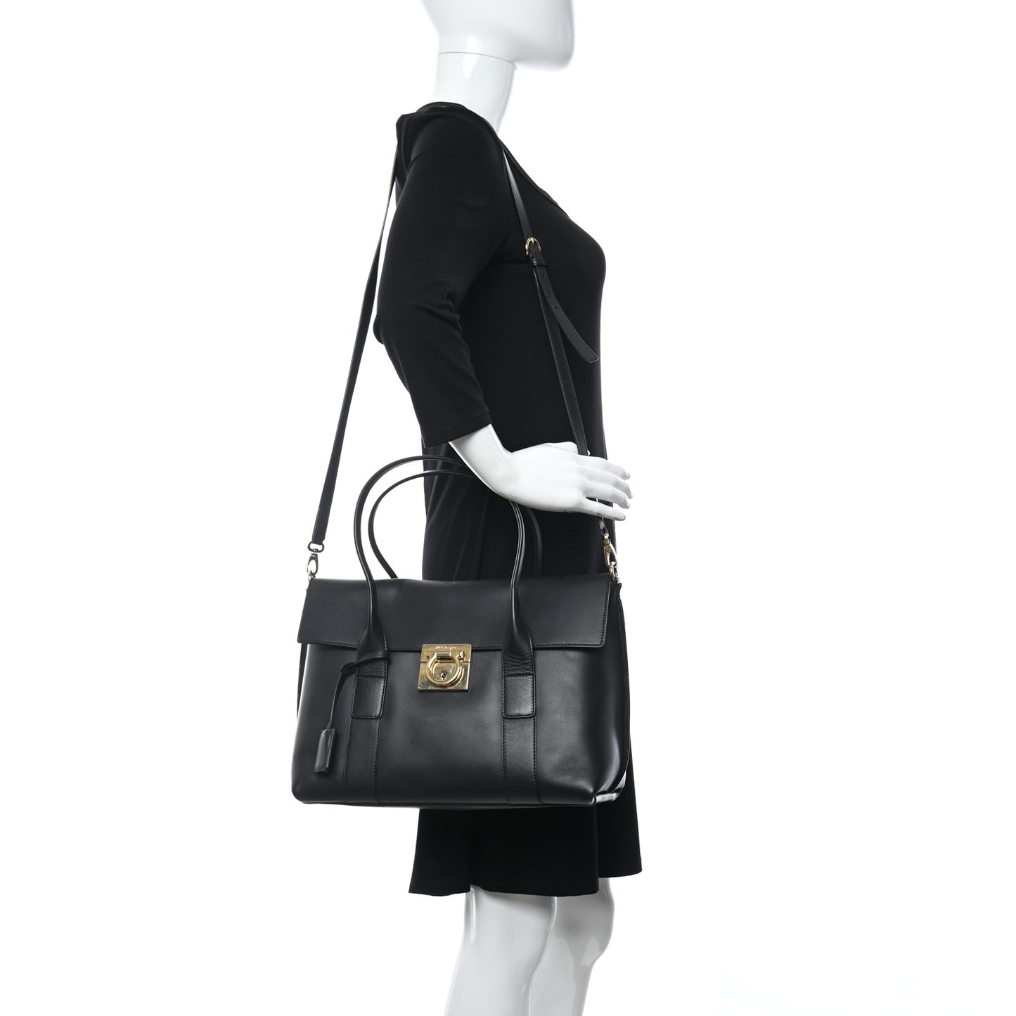 Calfskin Large Sookie Satchel Black
