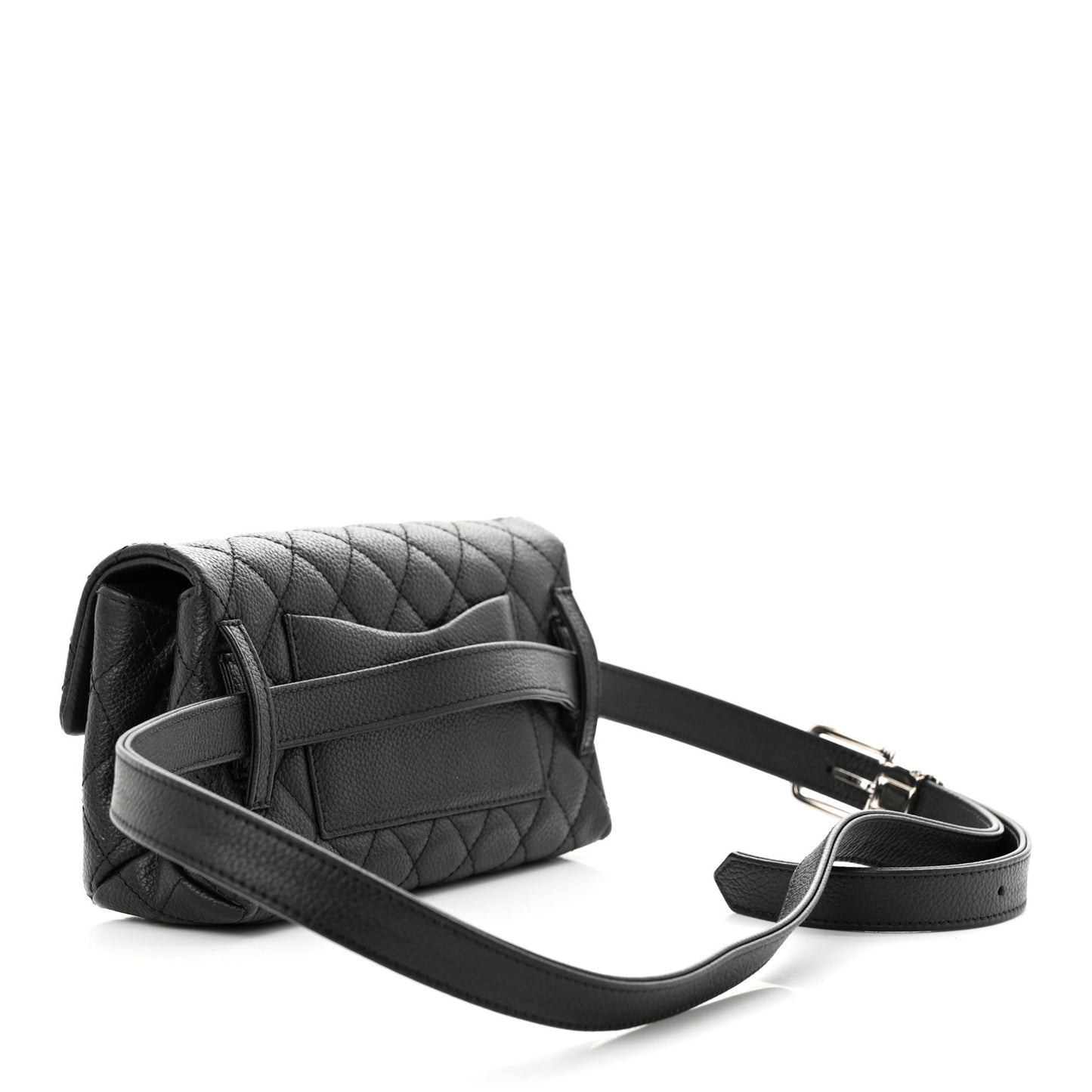Grained Calfskin Quilted 2.55 Reissue Flap Belt Bag Clutch Black