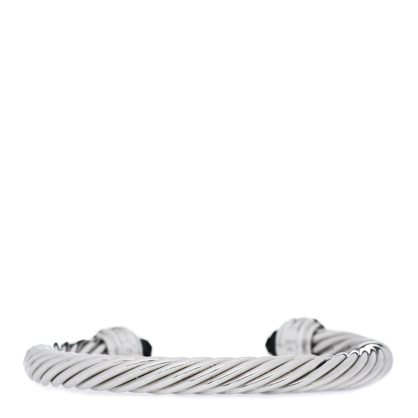 Sterling Silver Diamond Black Onyx 7mm Cable Classics Bracelet
