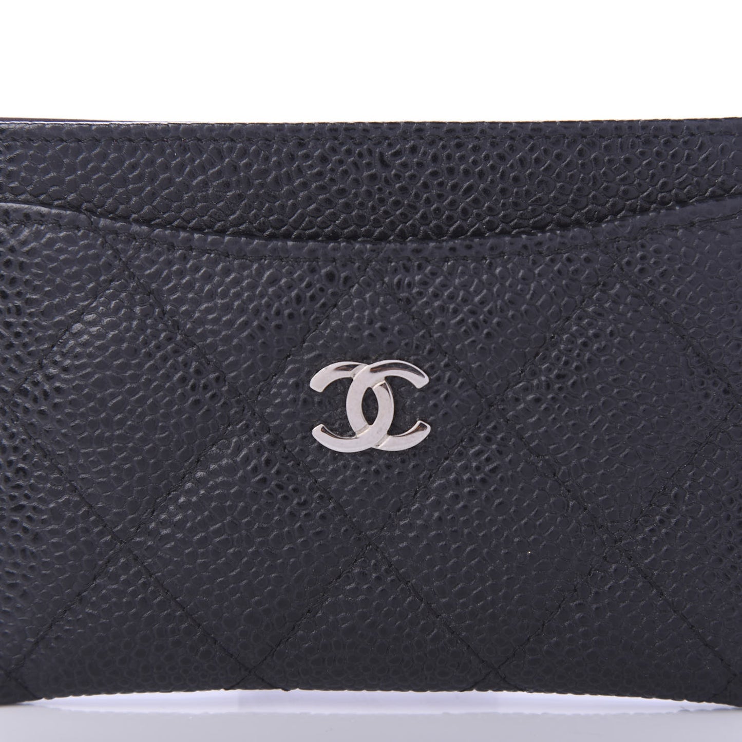 Caviar Quilted Card Holder Black