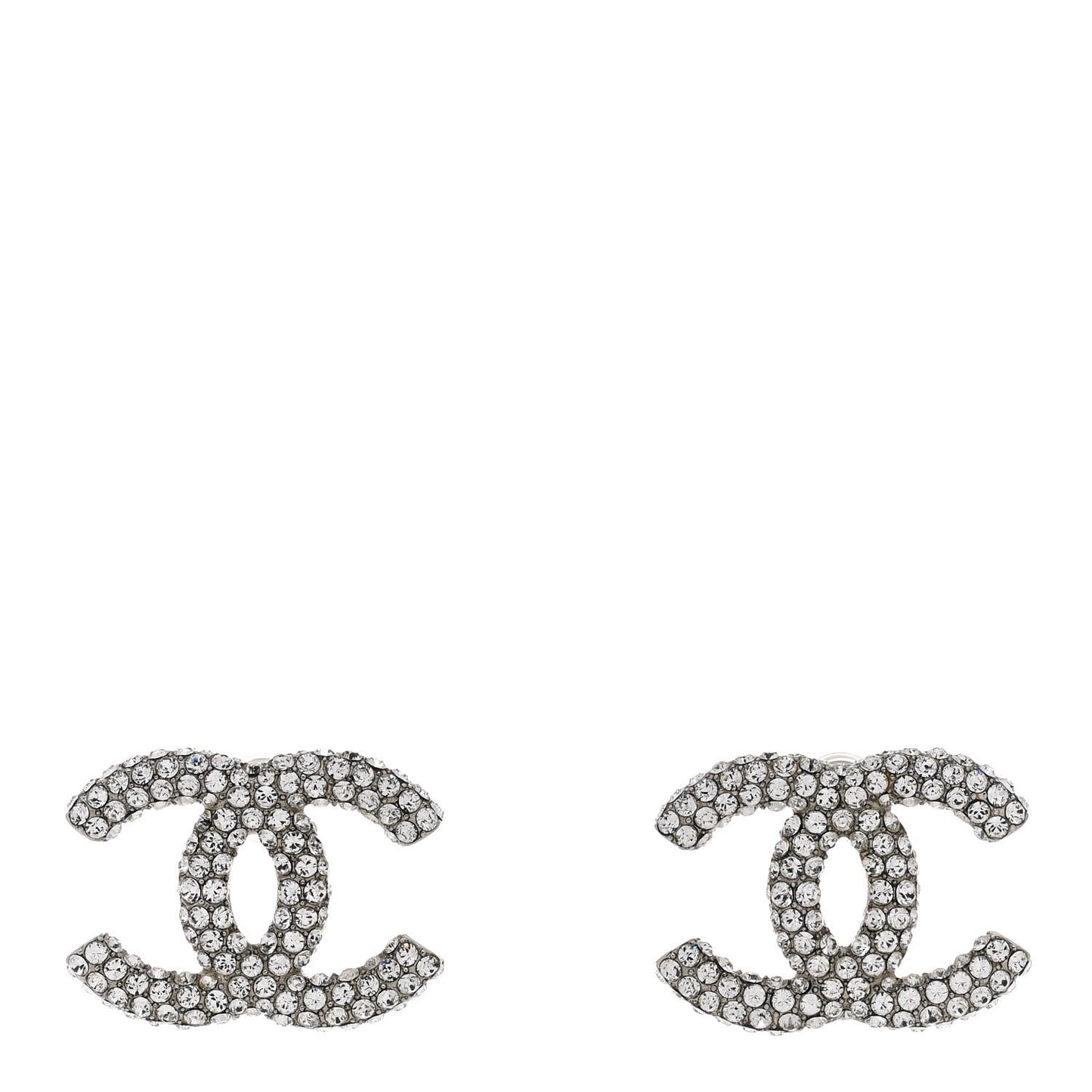 Crystal CC Treasure Chest Earrings Silver