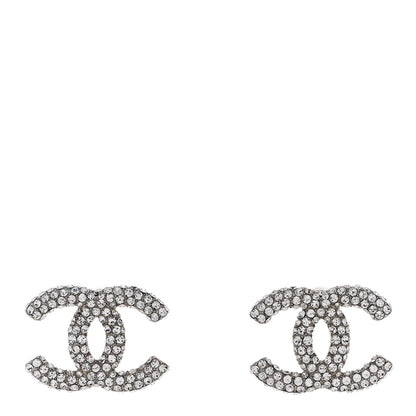 Chanel Crystal CC Treasure Chest Earrings Silver 1 of 4
