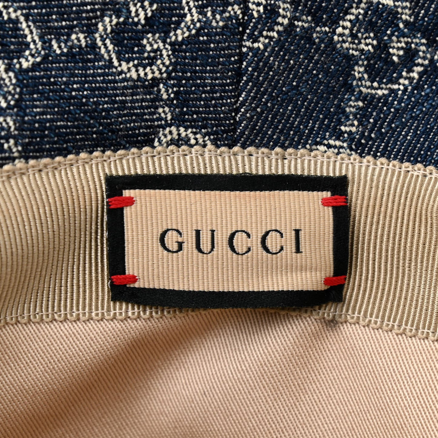 Eco Washed Denim GG Monogram Brim Hat L Blue Ivory