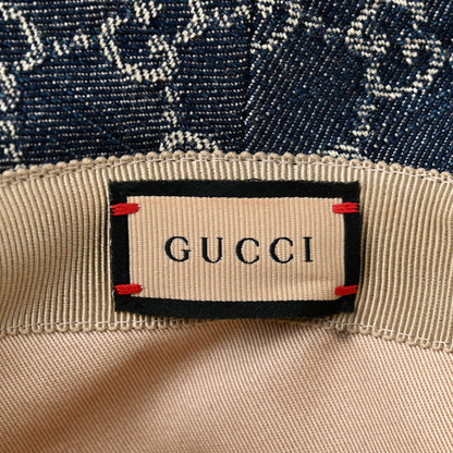 Gucci Eco Washed Denim GG Monogram Brim Hat L Blue Ivory 8 of 10
