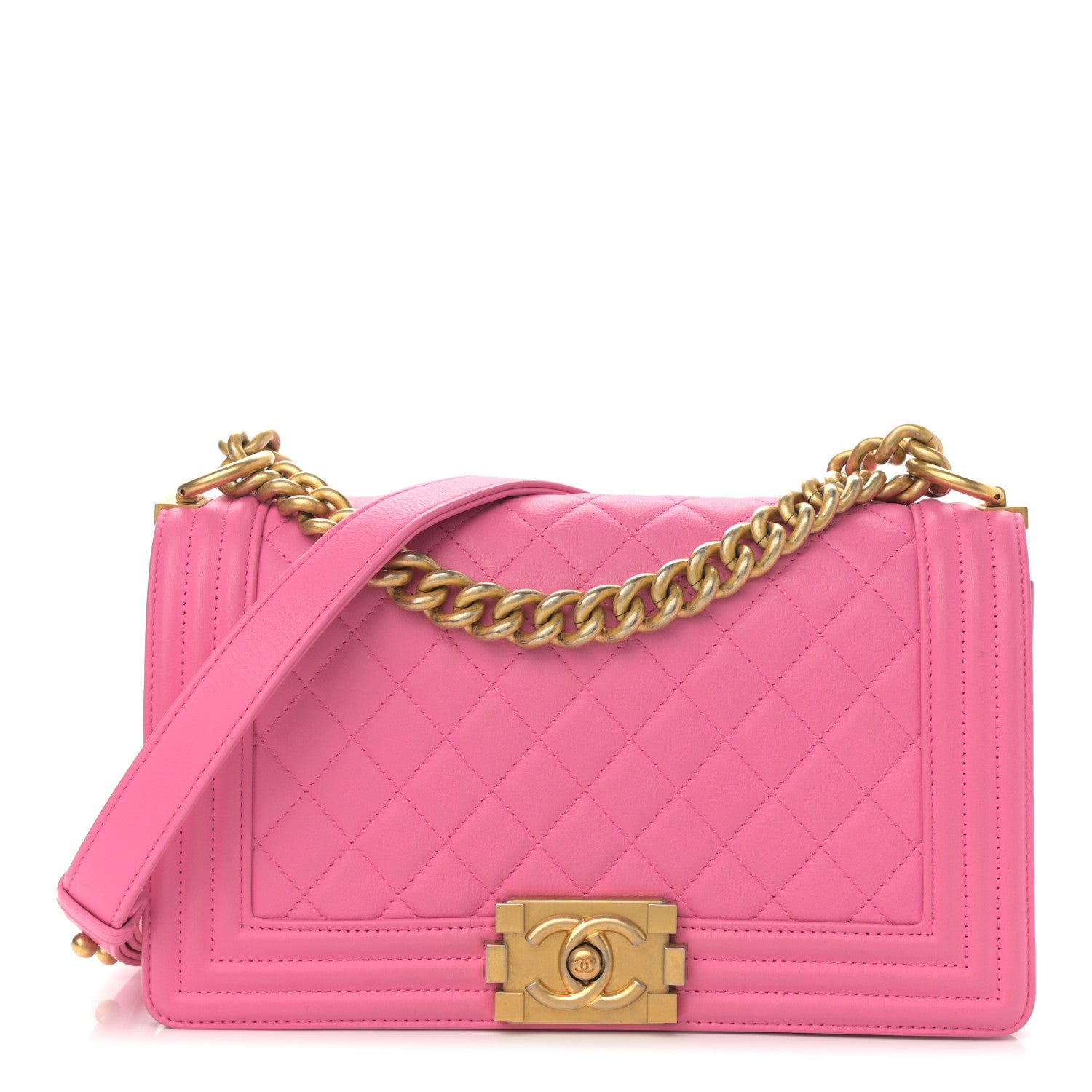 Chanel Calfskin Quilted Medium Boy Flap Pink 1 of 15
