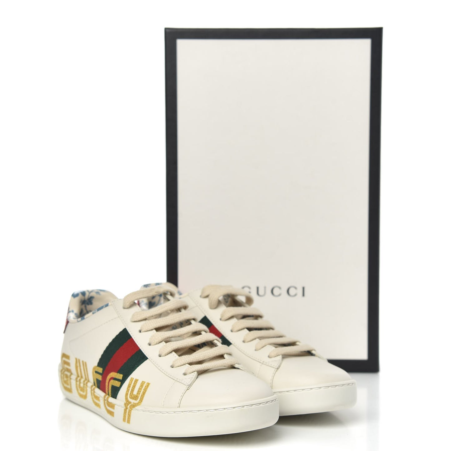 X SEGA Calfskin Ayers Web Guccy Womens Ace Sneakers 35.5 White