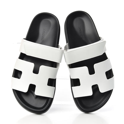 Hermes Calfskin Womens Chypre Sandals 37.5 White 5 of 11