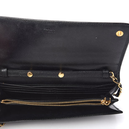 Prada Saffiano Metal Oro Chain Wallet Black 5 of 10