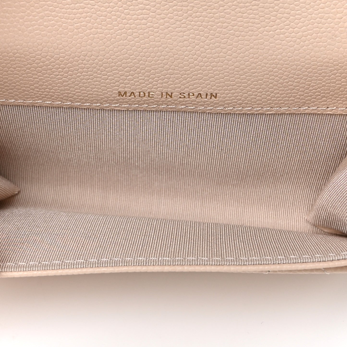 Caviar Pearl Quilted Coco Candy Flap Card Holder Beige