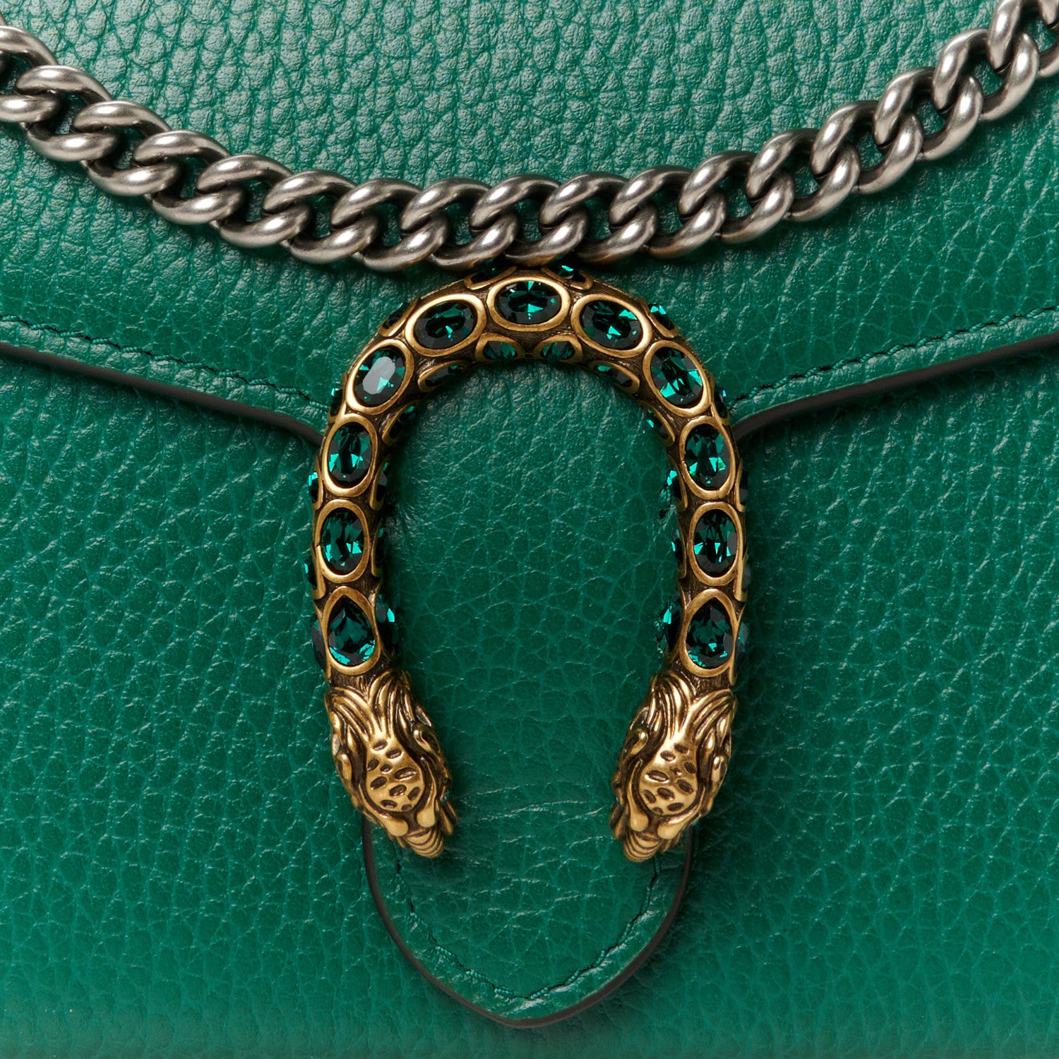 Gucci Calfskin Mini Dionysus Chain Wallet Emerald 8 of 11