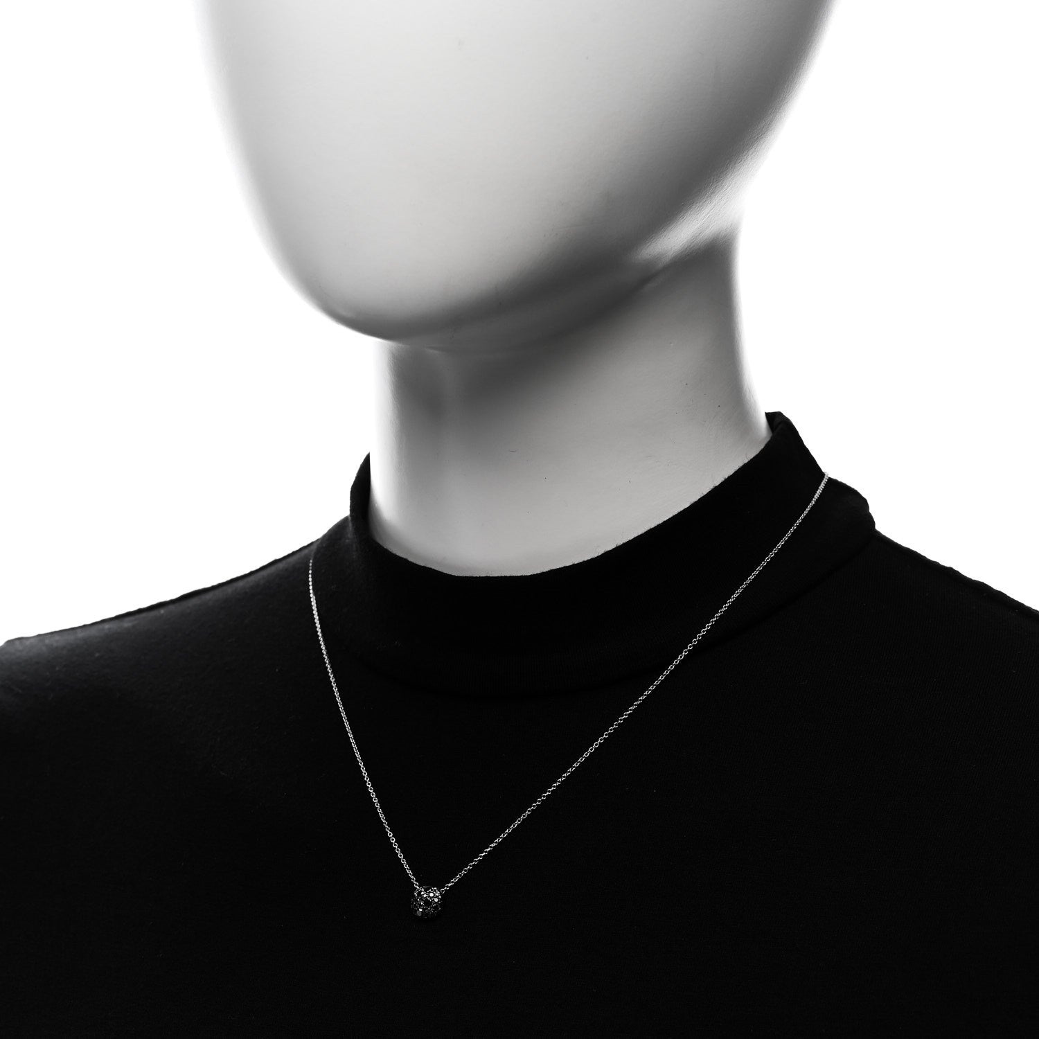 David Yurman 18K White Gold Black Diamond Cushion Pendant Necklace 2 of 6
