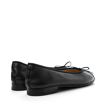 Chanel Lambskin Patent Cap Toe Ballerina Flats 38 Black 4 of 8