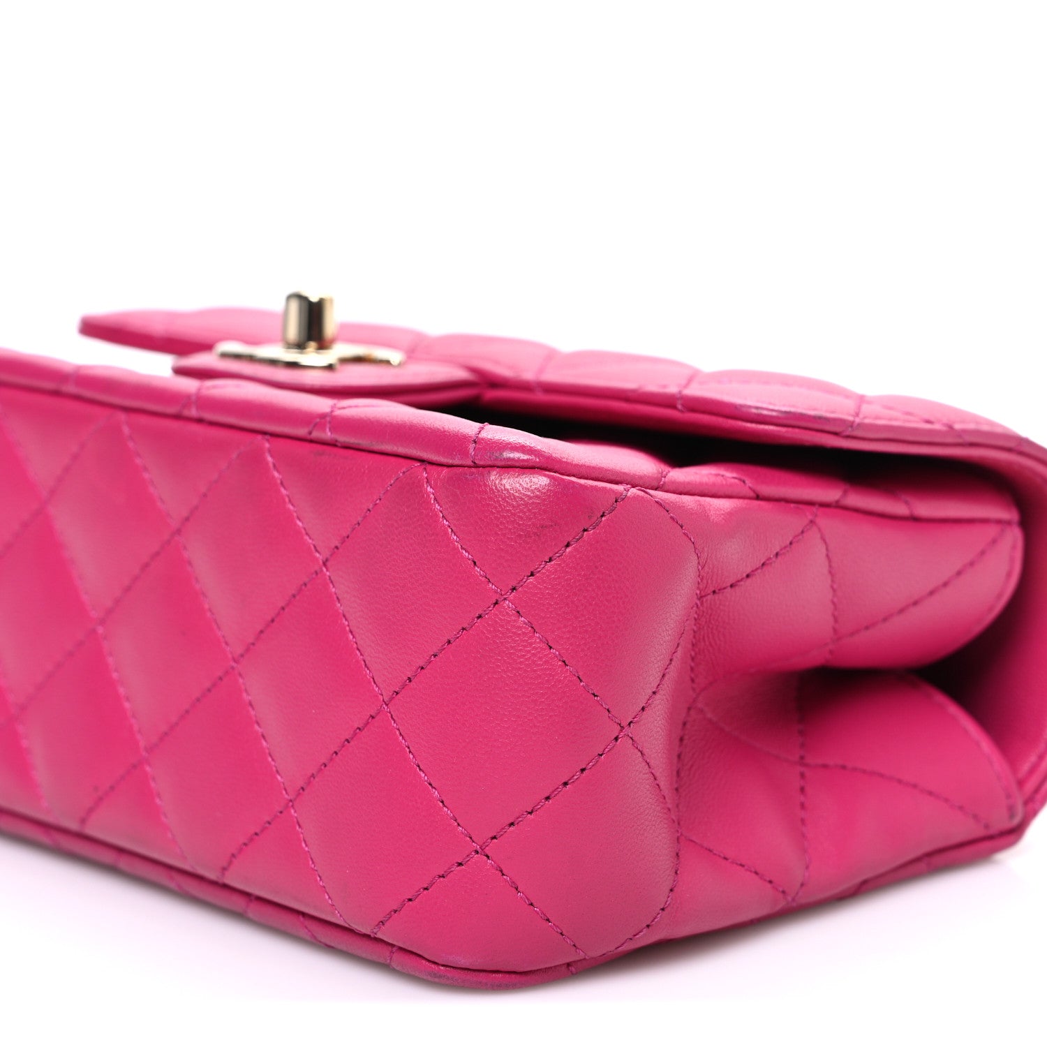 Chanel Lambskin Quilted Mini Crystal Top Handle Rectangular Flap Dark Pink 11 of 11