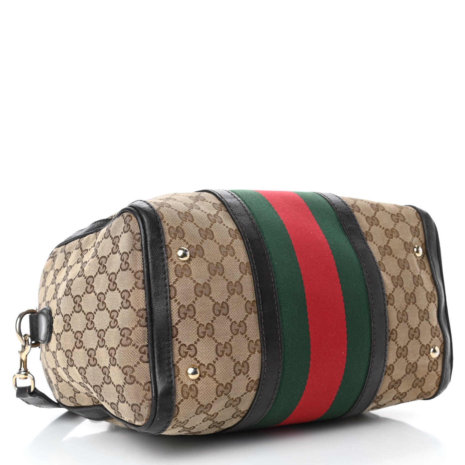 Gucci Monogram Vintage Web Medium Boston Dark Brown 3 of 14