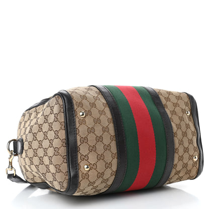 Gucci Monogram Vintage Web Medium Boston Dark Brown 3 of 14
