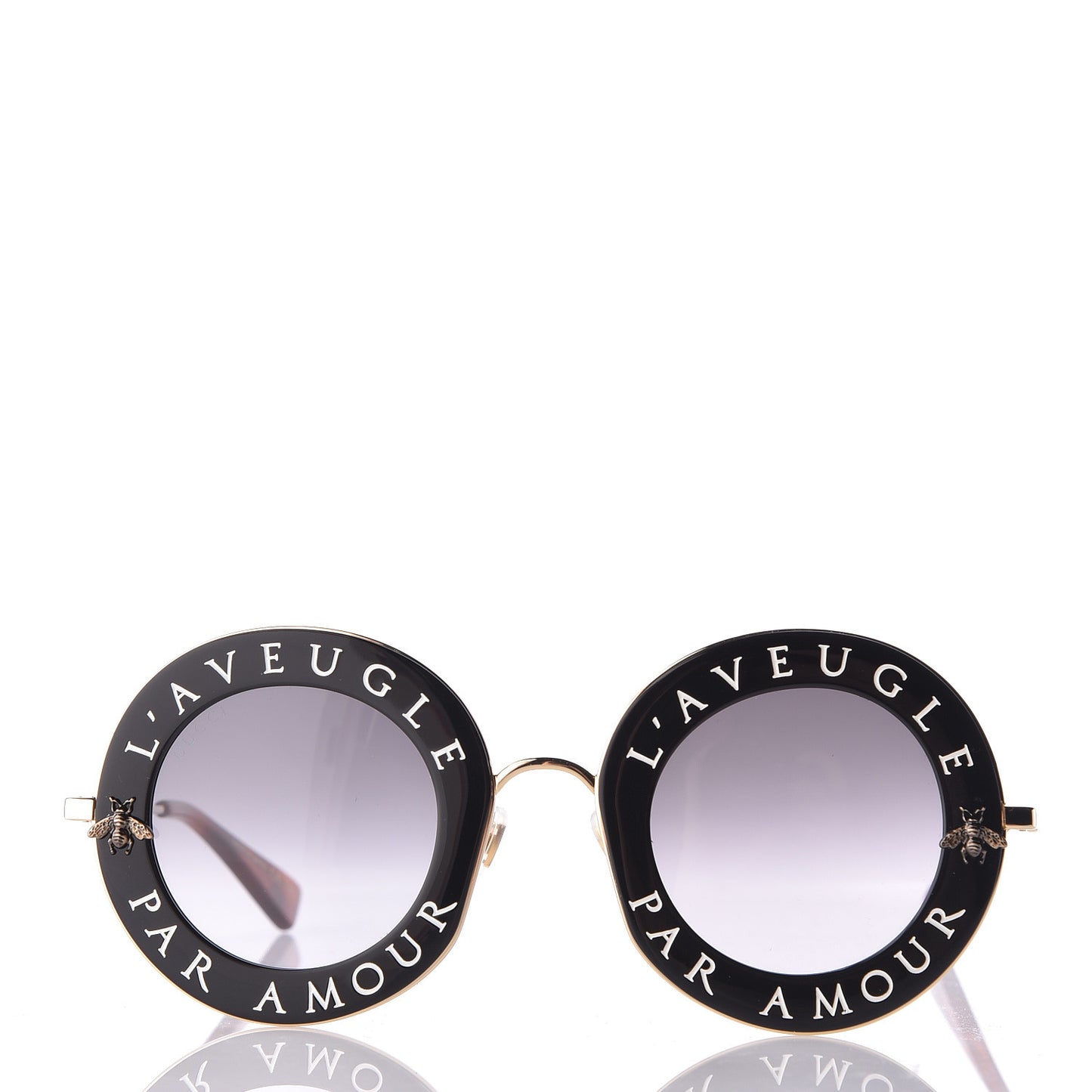 Metal L'Aveugle Par Amour Round Frame Sunglasses GG0113S Black