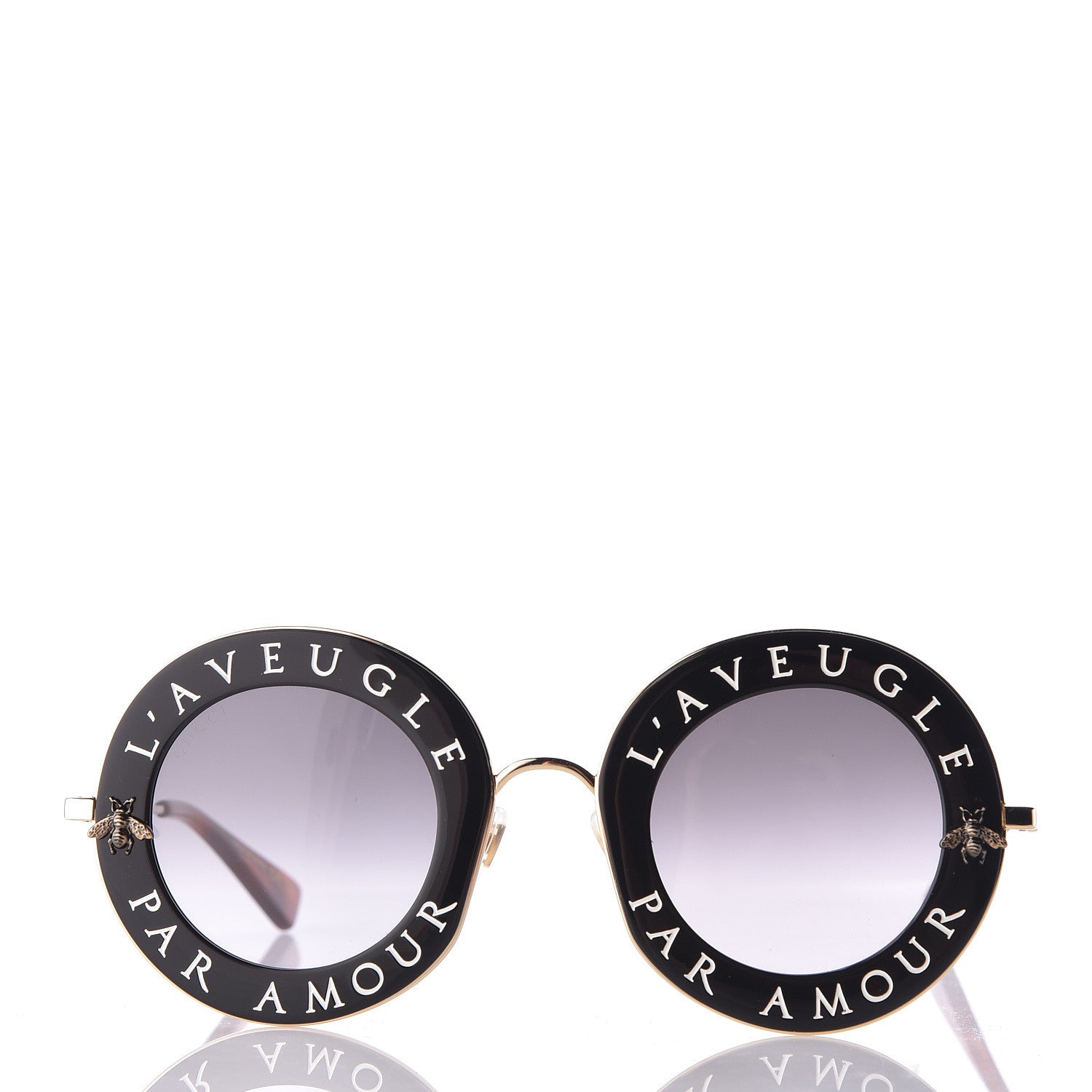 Gucci Metal L'Aveugle Par Amour Round Frame Sunglasses GG0113S Black 2 of 7