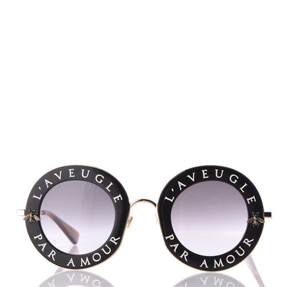 Gucci Metal L'Aveugle Par Amour Round Frame Sunglasses GG0113S Black 2 of 7