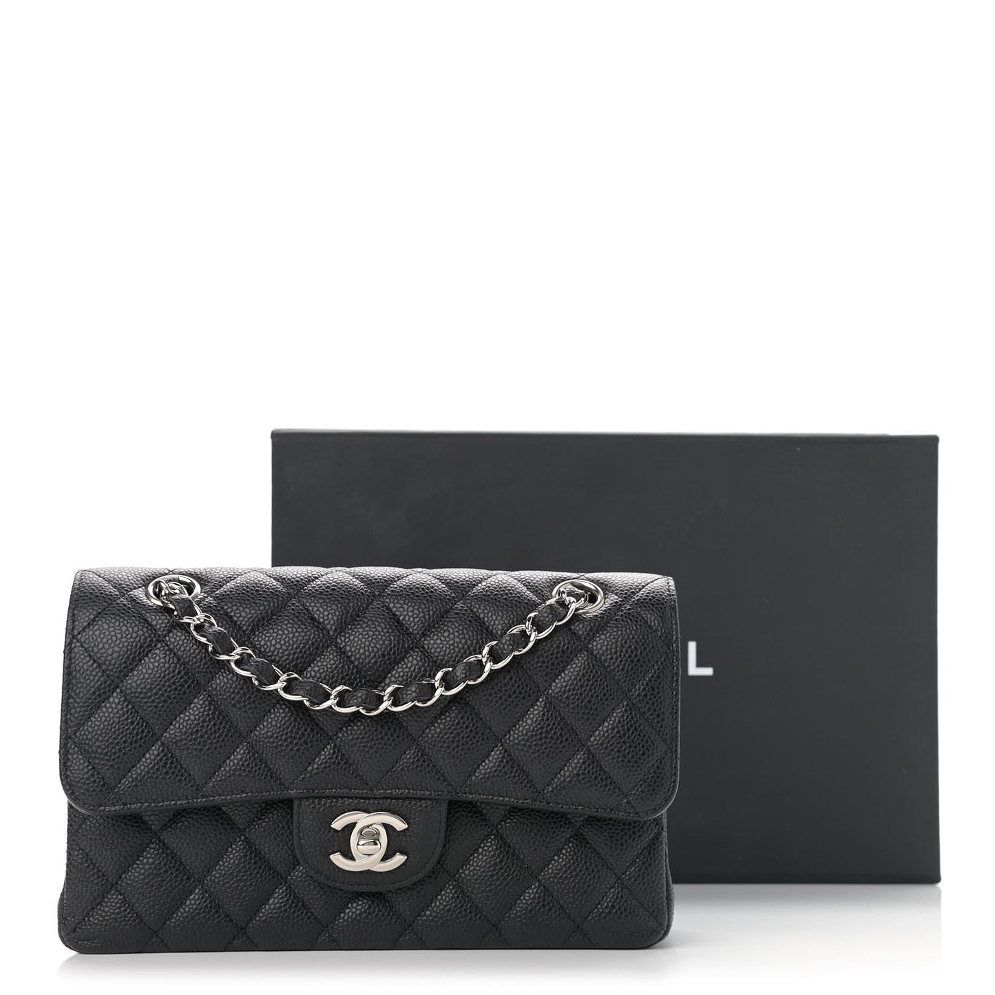 Caviar Quilted Small Double Flap Black