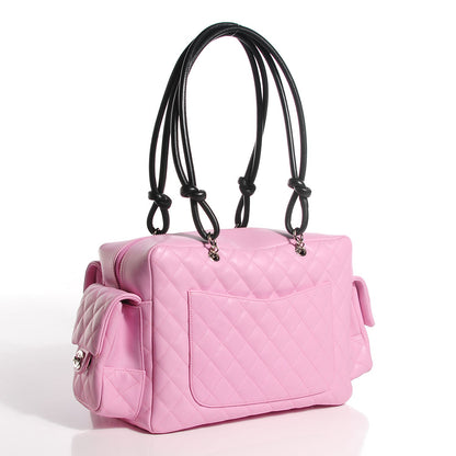 Chanel Calfskin Quilted Large Cambon Multipocket Reporter Pink Black 3 of 8